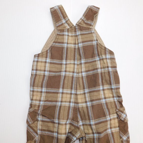 Carters Boys 9 Months Brown Plaid Overalls - Picture 6 of 7